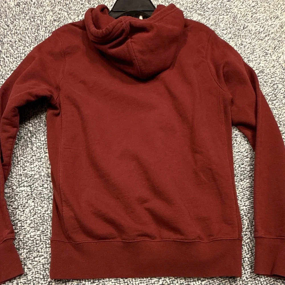 The North Face Men's Maroon Pullover Hoodie Logo Pockets Drawstring Size S